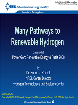 Many Pathways to Renewable Hydrogen (Presentation)