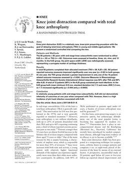 Knee Joint Distraction Compared with Total Knee Arthroplasty a RANDOMISED CONTROLLED TRIAL