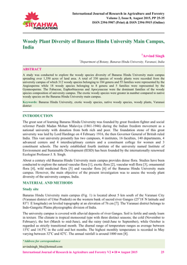 Woody Plant Diversity of Banaras Hindu University Main Campus, India