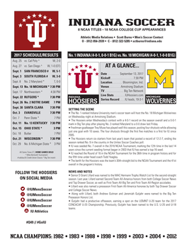 Indiana Soccer 8 Ncaa Titles • 18 Ncaa College Cup Appearances