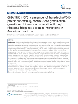 GIGANTUS1 (GTS1), a Member of Transducin/WD40 Protein