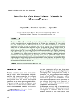 Identification of the Water Pollutant Industries in Khuzestan Province