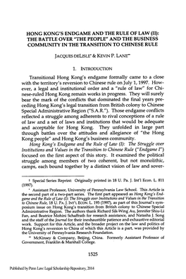 Hong Kong's Endgame and the Rule of Law (Ii): the Battle Over "The People" and the Business Community in the Transition to Chinese Rule
