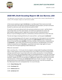 2020 NFL Draft Scouting Report: QB Joe Burrow, LSU