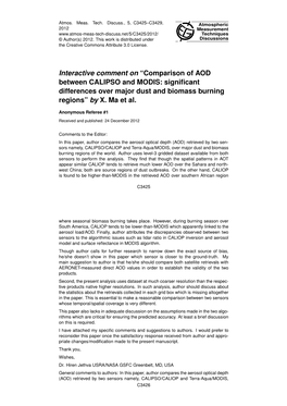 Comparison of AOD Between CALIPSO and MODIS: Significant