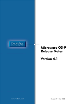 Microware OS-9 Release Notes Version 3.2