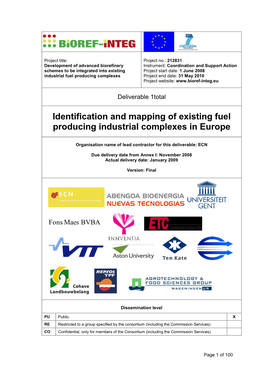 Identification and Mapping of Existing Fuel Producing Industrial Complexes in Europe