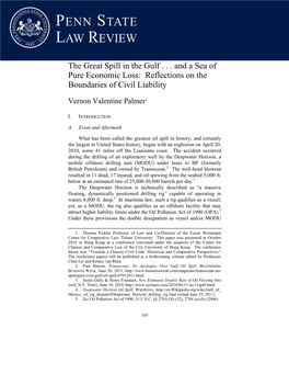 The Great Spill in the Gulf . . . and a Sea of Pure Economic Loss: Reflections on the Boundaries of Civil Liability