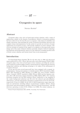 Cryogenics in Space