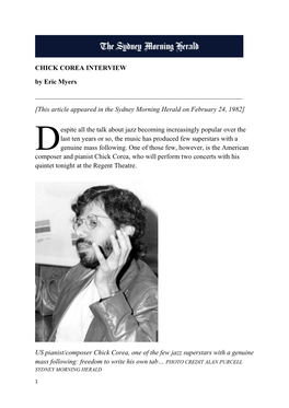 CHICK COREA INTERVIEW by Eric Myers