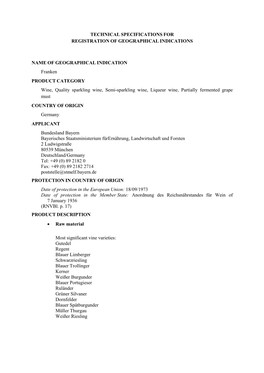 Technical Specifications for Registration of Geographical Indications