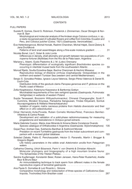 Malacologia Vol. 56, No. 1-2 2013 Contents Full Papers
