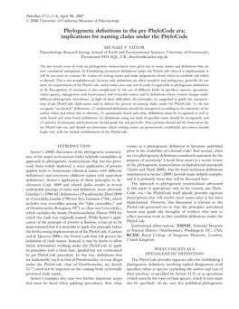 Phylogenetic Definitions in the Pre-Phylocode Era; Implications for Naming Clades Under the Phylocode