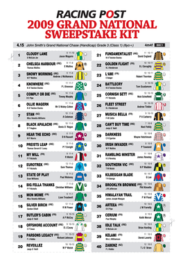 2009 GRAND NATIONAL SWEEPSTAKE KIT 4.15 John Smith’S Grand National Chase (Handicap) Grade 3 (Class 1) (6Yo+) 4M4f BBC1