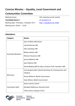 Concise Minutes - Equality, Local Government and Communities Committee