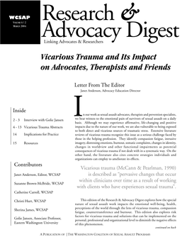 Vicarious Trauma and Its Impact on Advocates, Therapists and Friends