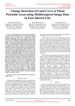 Change Detection of Land Cover at Flood Potential Areas Using Multitemporal Image Data in East Jakarta City