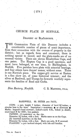 ( 279 ) Church Plate in Suffolk. Deaneryof