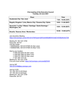 51St Meeting of the Executive Council Tuesday, 22 June 2021 Place Time