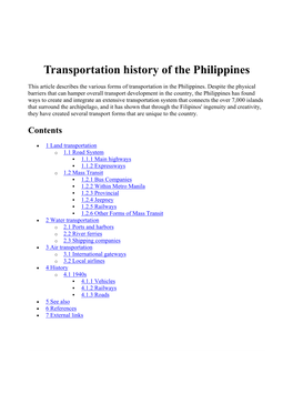 Transportation History of the Philippines