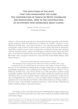 The Depictions of the Spice That Circumnavigated the Globe. the Contribution of Garcia De Orta's Colóquios Dos Simples (Goa