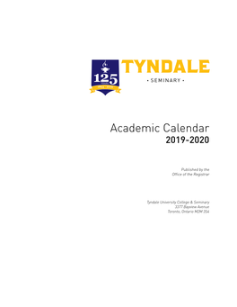 Academic Calendar 2019-2020