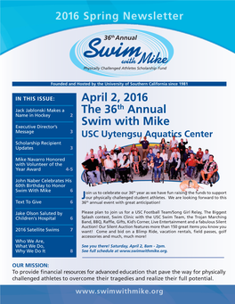 April 2, 2016 the 36Th Annual Swim with Mike