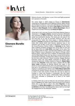 Eleonora Buratto, from Mantua, Is One of the Most Highly Acclaimed Lyric Sopranos in the World