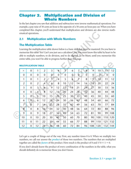 Chapter 2. Multiplication and Division of Whole Numbers in the Last Chapter You Saw That Addition and Subtraction Were Inverse Mathematical Operations