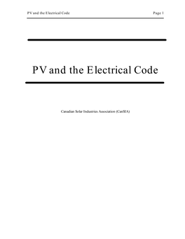 Solar PV and the Electrical Code