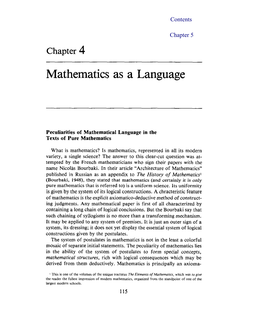 Chapter 4 Mathematics As a Language