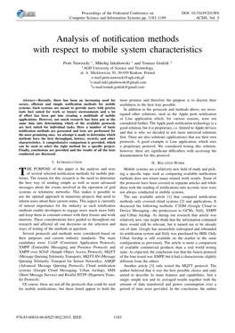 Analysis of Notification Methods with Respect to Mobile System Characteristics