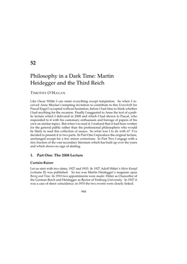 52 Philosophy in a Dark Time: Martin Heidegger and the Third Reich