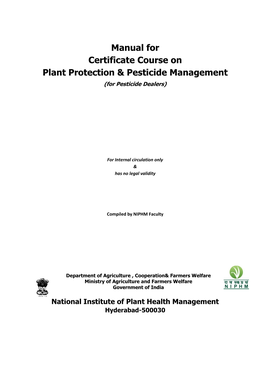 Manual for Certificate Course on Plant Protection & Pesticide Management