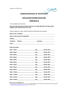 London Borough of Southwark for 2013/14