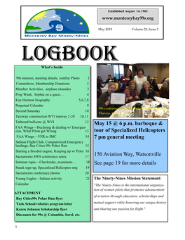 May 2019 Volume 23, Issue 5 Logbook What’S Inside