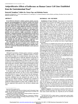 Antiproliferative Effects of Isoflavones on Human Cancer Cell Lines Established from the Gastrointestinal Tract 1