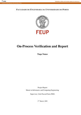 On-Process Verification and Report