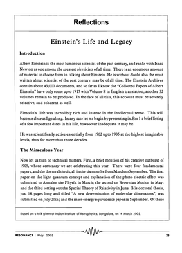 Einstein's Life and Legacy