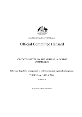 Official Committee Hansard