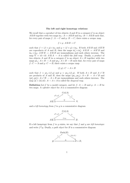 The Left and Right Homotopy Relations We Recall That a Coproduct of Two