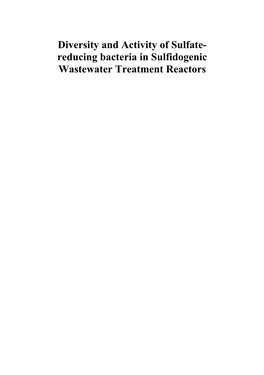 Diversity and Activity of Sulfate-Reducing Bacteria In