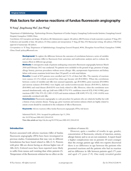 Risk Factors for Adverse Reactions of Fundus Fluorescein Angiography