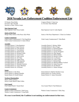 2018 Nevada Law Enforcement Coalition Endorsement List