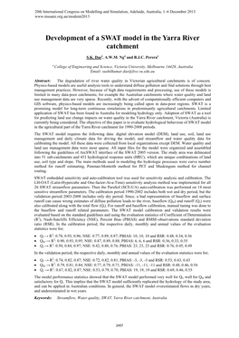 Development of a SWAT Model in the Yarra River Catchment