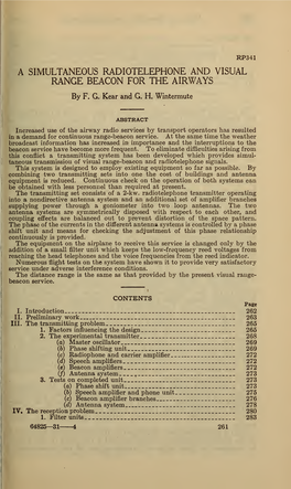 A Simultaneous Radiotelephone and Visual Range Beacon for the Airways