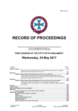 Record of Proceedings