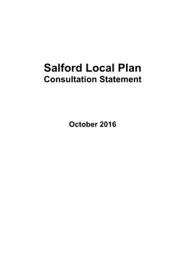 Salford Local Plan Consultation Statement