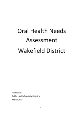 Oral Health Needs Assessment for Wakefield