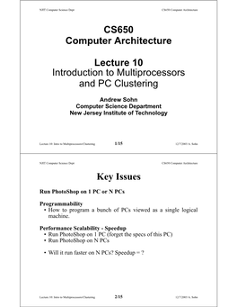 CS650 Computer Architecture Lecture 10 Introduction to Multiprocessors